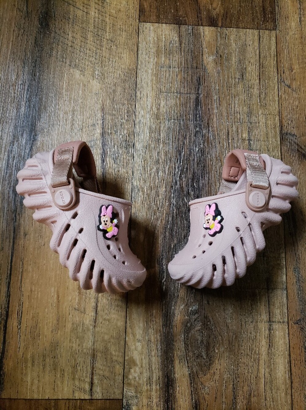 Toddler Girls Sz 5 Crocs Echo Clogs with Baby Minnie Charms